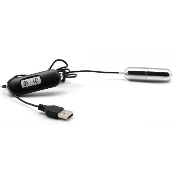 Mini Huevo Vibrador Plateado Enchufable Vía USB