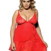 Babydoll En Microtull Y Encajes Rojo XL COD0158-3P