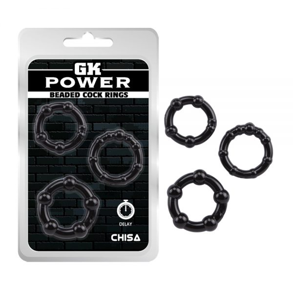 Anillos En Triple Pack Beaded Cock Rings-Black 0015