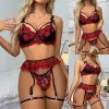 Conjunto Con Flores Bordadas En Rojo XL COD8709XL-R