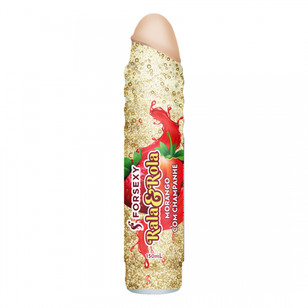 “Rala & Rola” Dildo Con Lubricante Sabor Fresas Con Champagne (150 ml.)